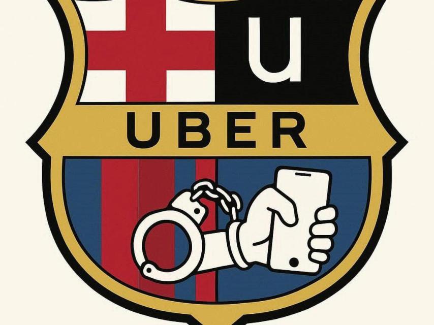 El logotipo creado por Élite Taxi en protesta del acuerdo del Barça con Uber