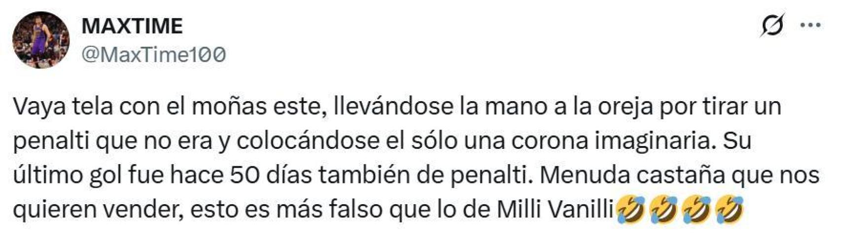 El comentari de '@maxtime100' a X sobre la celebració de Lamine Yamal