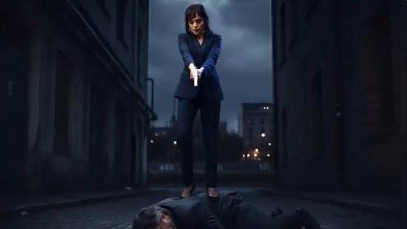 Captura de pantalla del vídeo generado con IA en el que Orriols dispara a Puigdemont