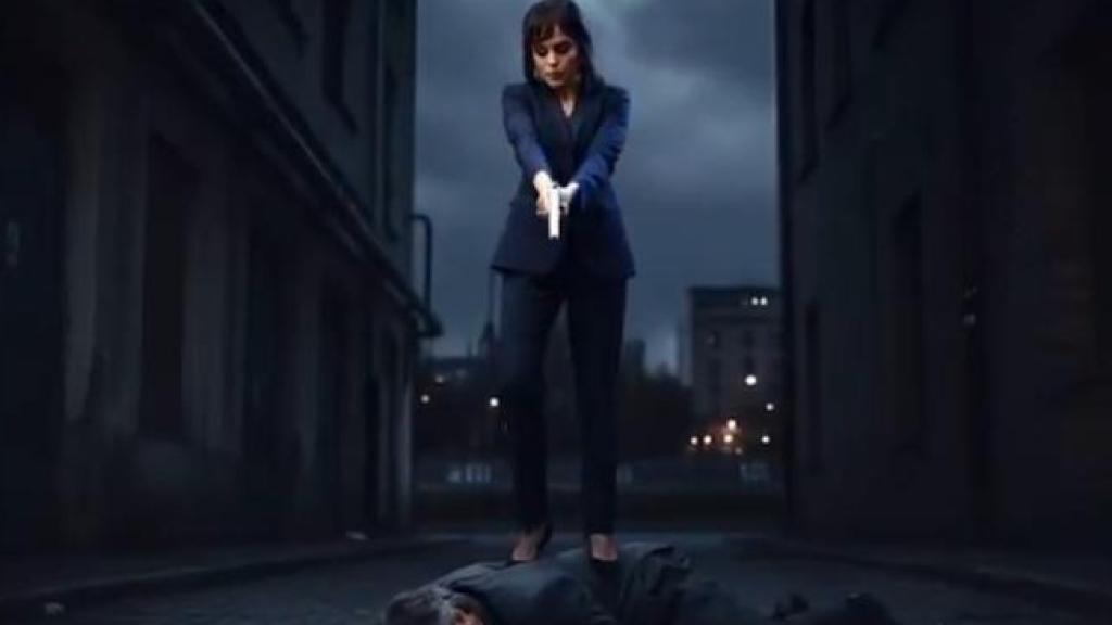 Captura de pantalla del vídeo generado con IA en el que Orriols dispara a Puigdemont