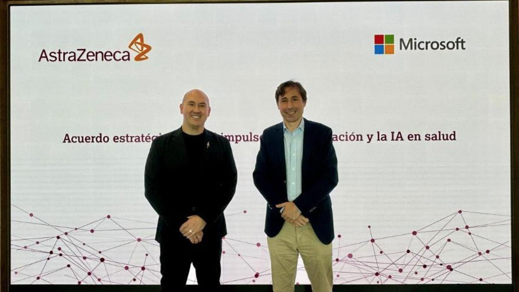 Rick R. Suárez, presidente de AstraZeneca España, junto a Paco Salcedo, presidente de Microsoft España