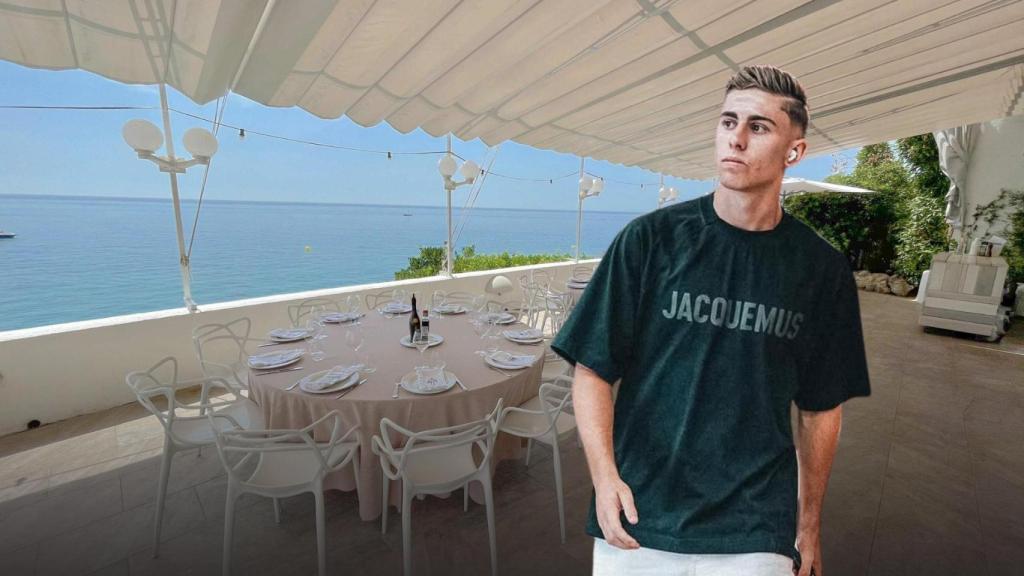 Fermín López, en un montaje con el restaurante La Cúpula del Garraf de fondo