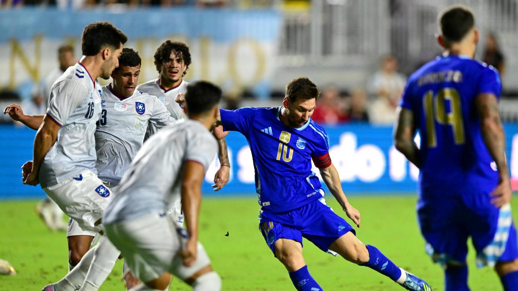 Leo Messi, en un partido amistoso con la selección argentina contra Puerto Rico