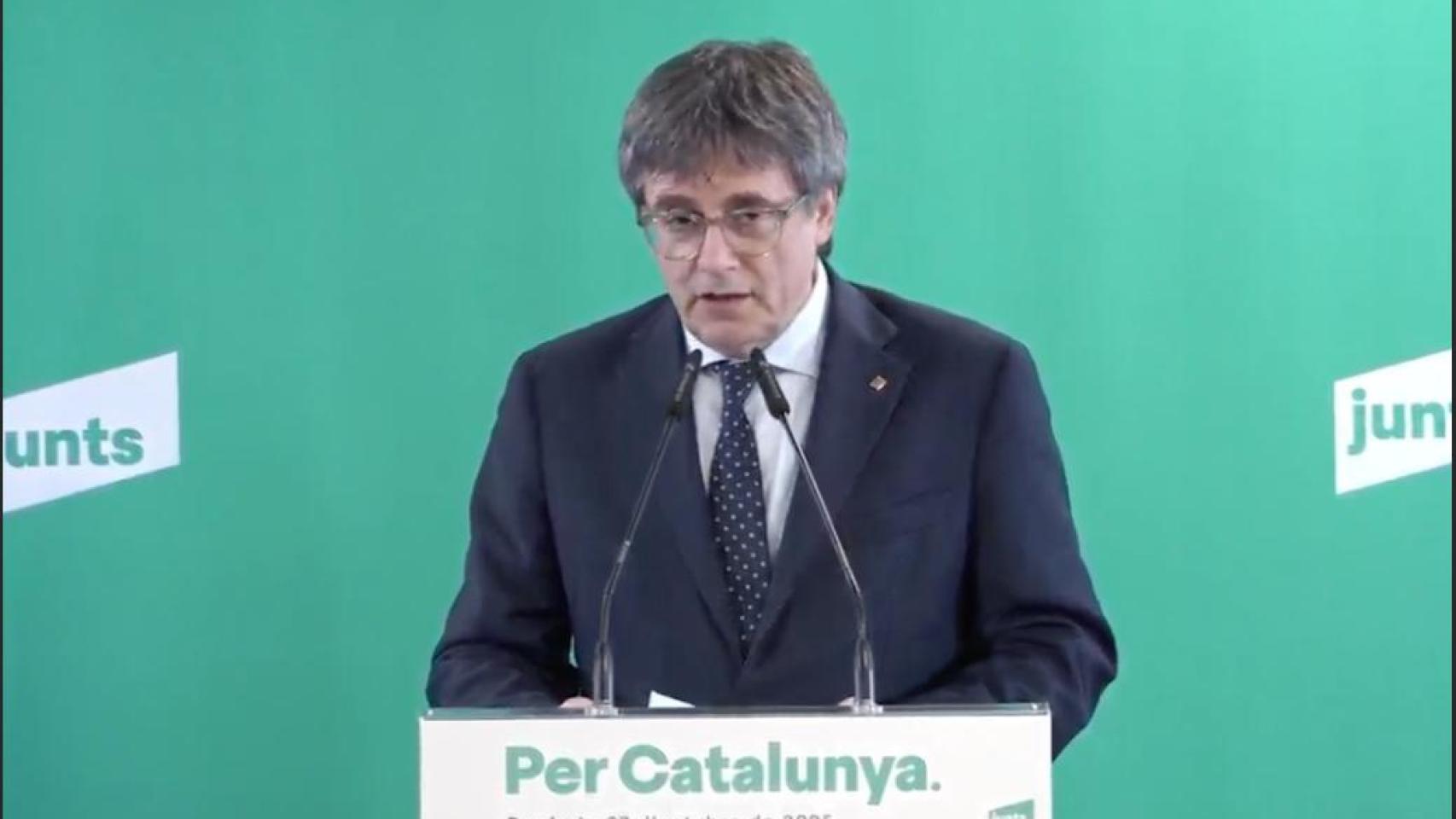 Carles Puigdemont, anunciando la ruptura de Junts con el PSOE