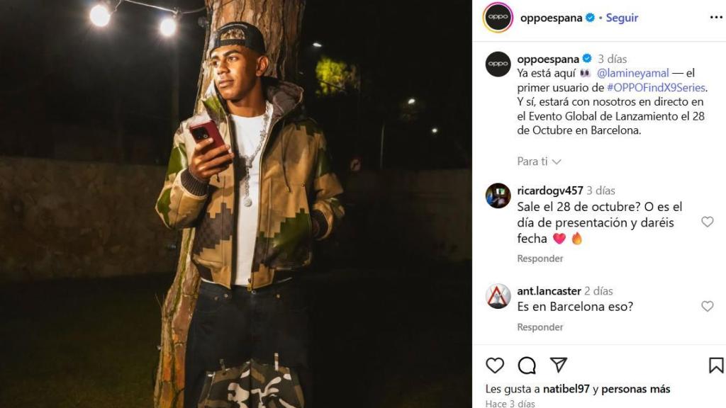 Oppo anuncia la presencia de Lamine Yamal en un acte publicitari