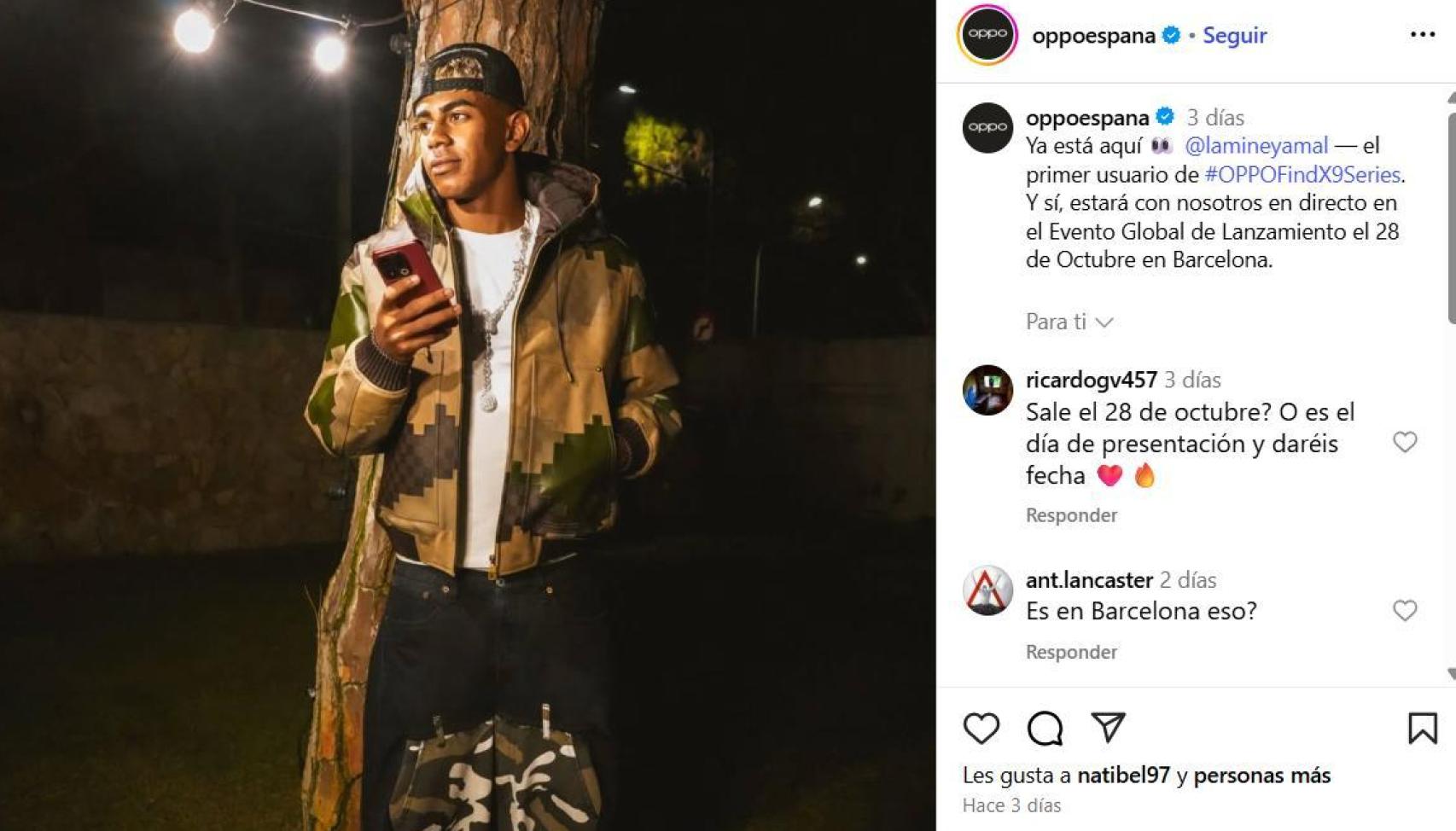 Oppo anuncia la presencia de Lamine Yamal en un acto publicitario