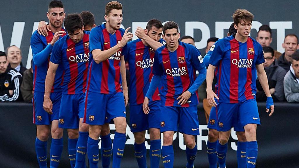 El Barça B, en un partido de la temporada 2016-17