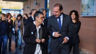 Los 'consellers' Olga Pané y Ramon Espadaler durante el cierre del acuerdo este jueves, 30 de octubre, en Can Brians