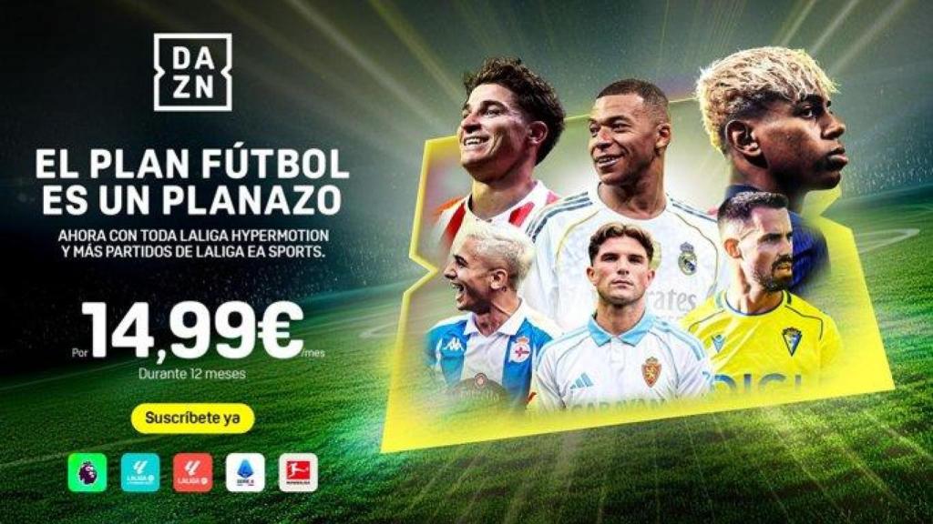 DAZN ofrece cinco partidos de la Liga por jornada a 14,99 euros al mes