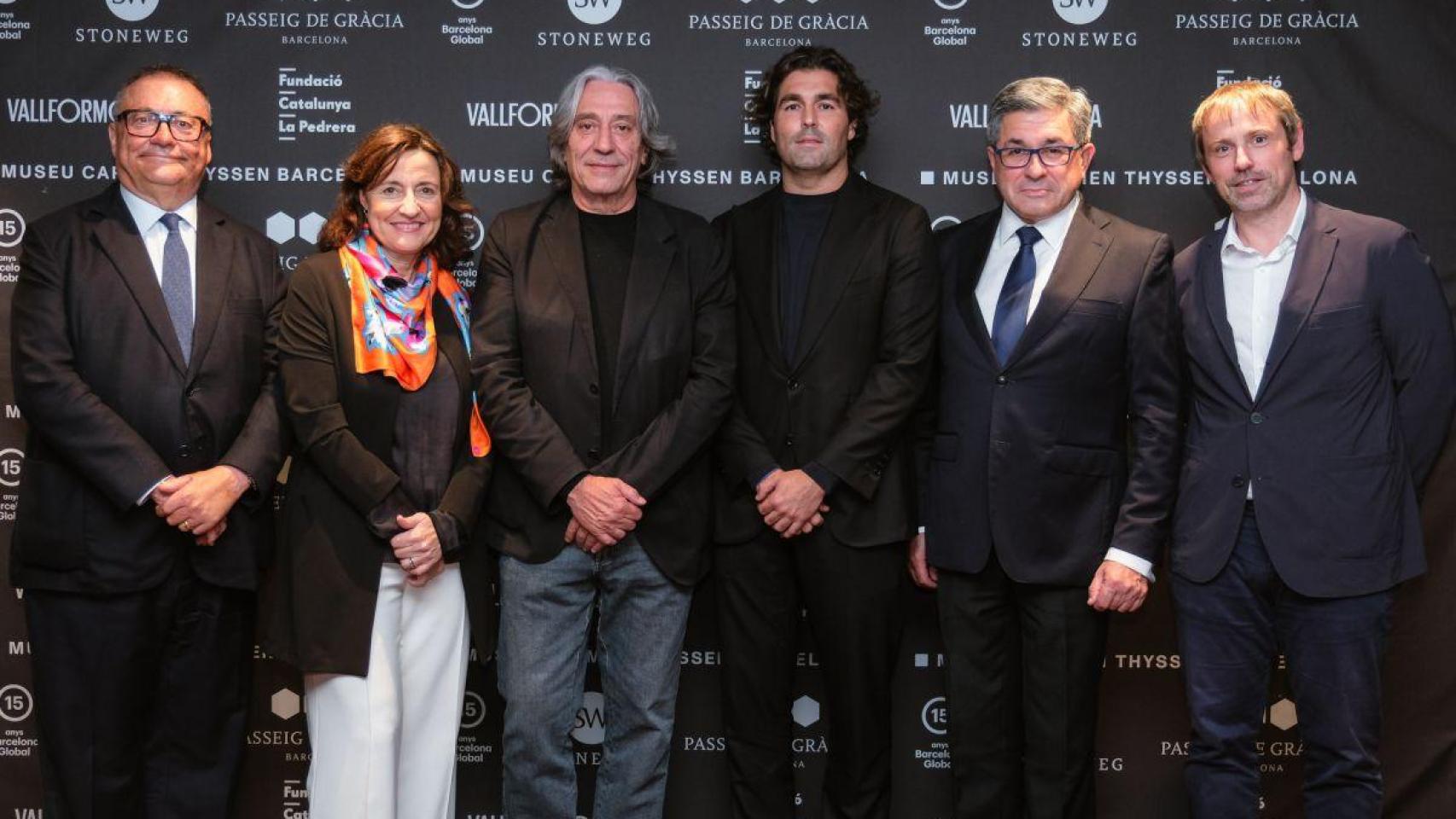 De izquierda a derecha: Ramón Agenjo, presidente de Barcelona Global; Mercè Conesa, directora general de Barcelona Global; Xavier Marce, concejal Ayuntamiento de Barcelona, Joaquín Castellví, Co-Founder Stoneweg; Juan Manuel Sevillano, Managing Director Stoneweg Places & Experiences; y Xavier Pujol, CEO Stoneweg Places & Experiences, en la presentación del futuro Museu Carmen Thyssen Barcelona