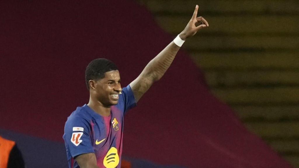 Marcus Rashford celebra el seu gol al Barça-Elche