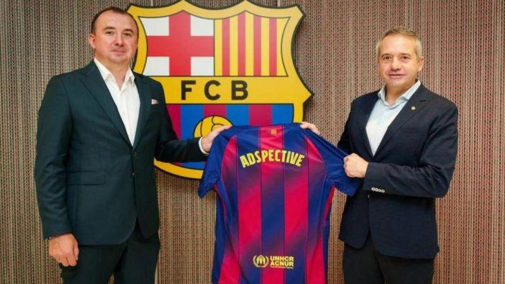 Àngel Riudalbas (derecha), en la presentación de la alianza entre el Barça Innovation Hub y Adspective