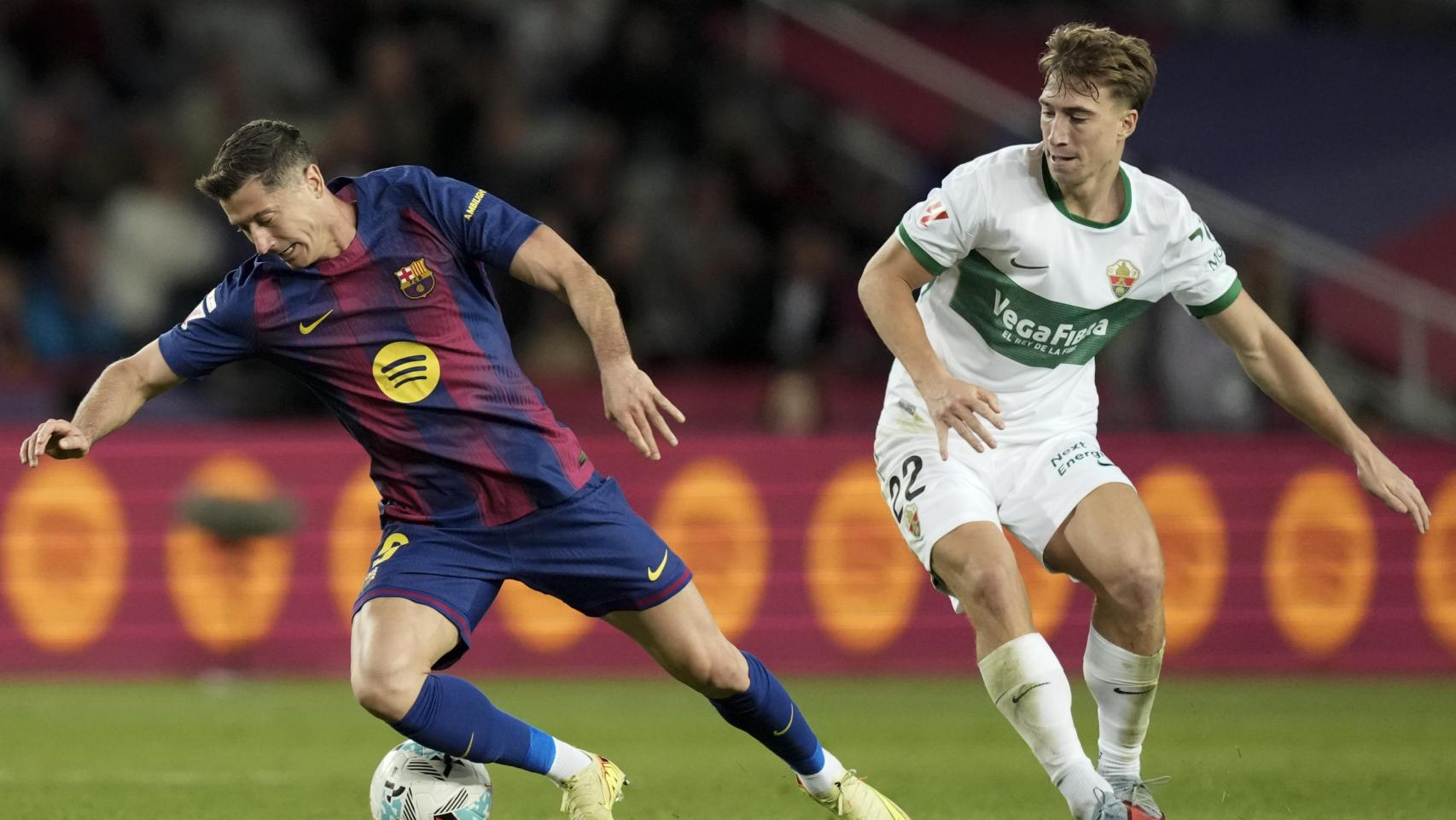 Robert Lewandowski, en el partido Barça-Elche