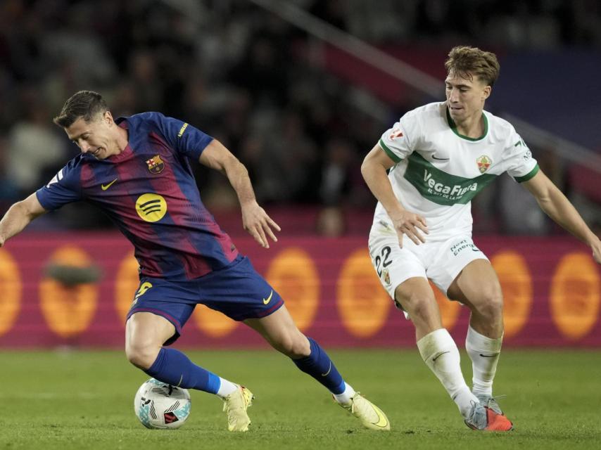 Robert Lewandowski, en el partido Barça-Elche