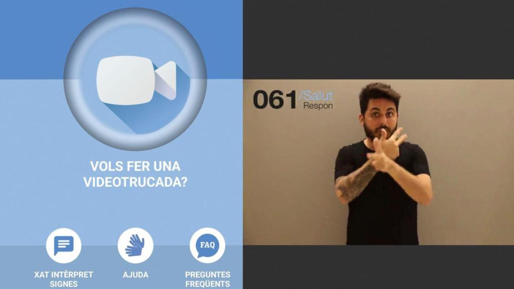 Visión de la aplicación 061 Salut Respon del SEM para personas con sordera