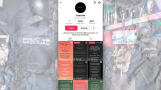 Perfil de la agencia 'Cinderalla' en TikTok con la imagen de un operativo policial en el fondo