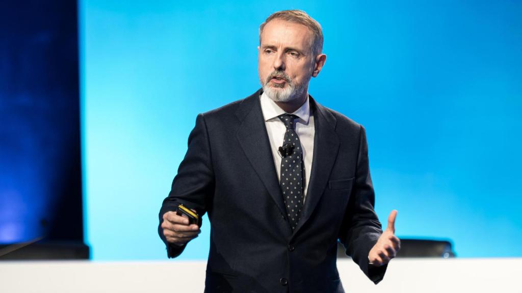 El presidente de Telefónica, Marc Murtra, presentando el nuevo plan estratégico de la compañía