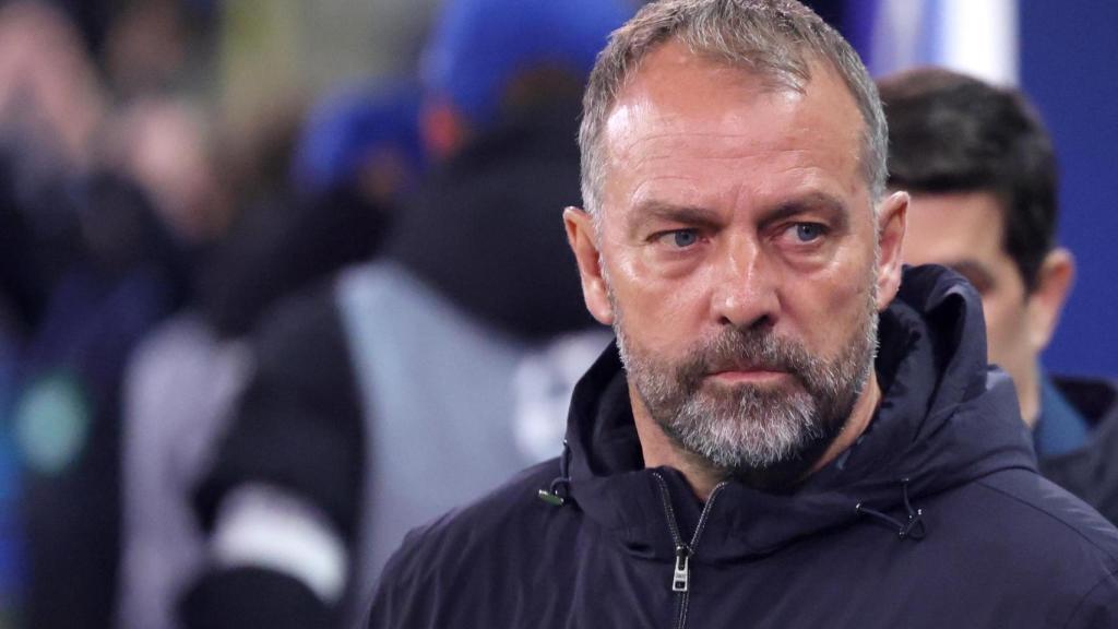 Hansi Flick, antes del partido del Barça en Brujas