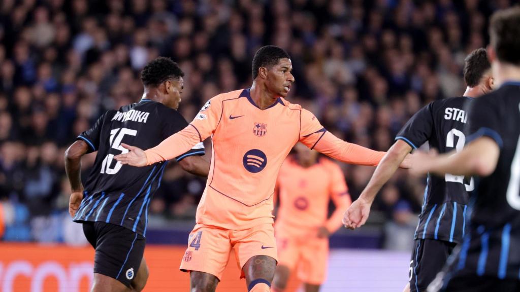 Marcus Rashford en el Brujas-Barça de la Champions League