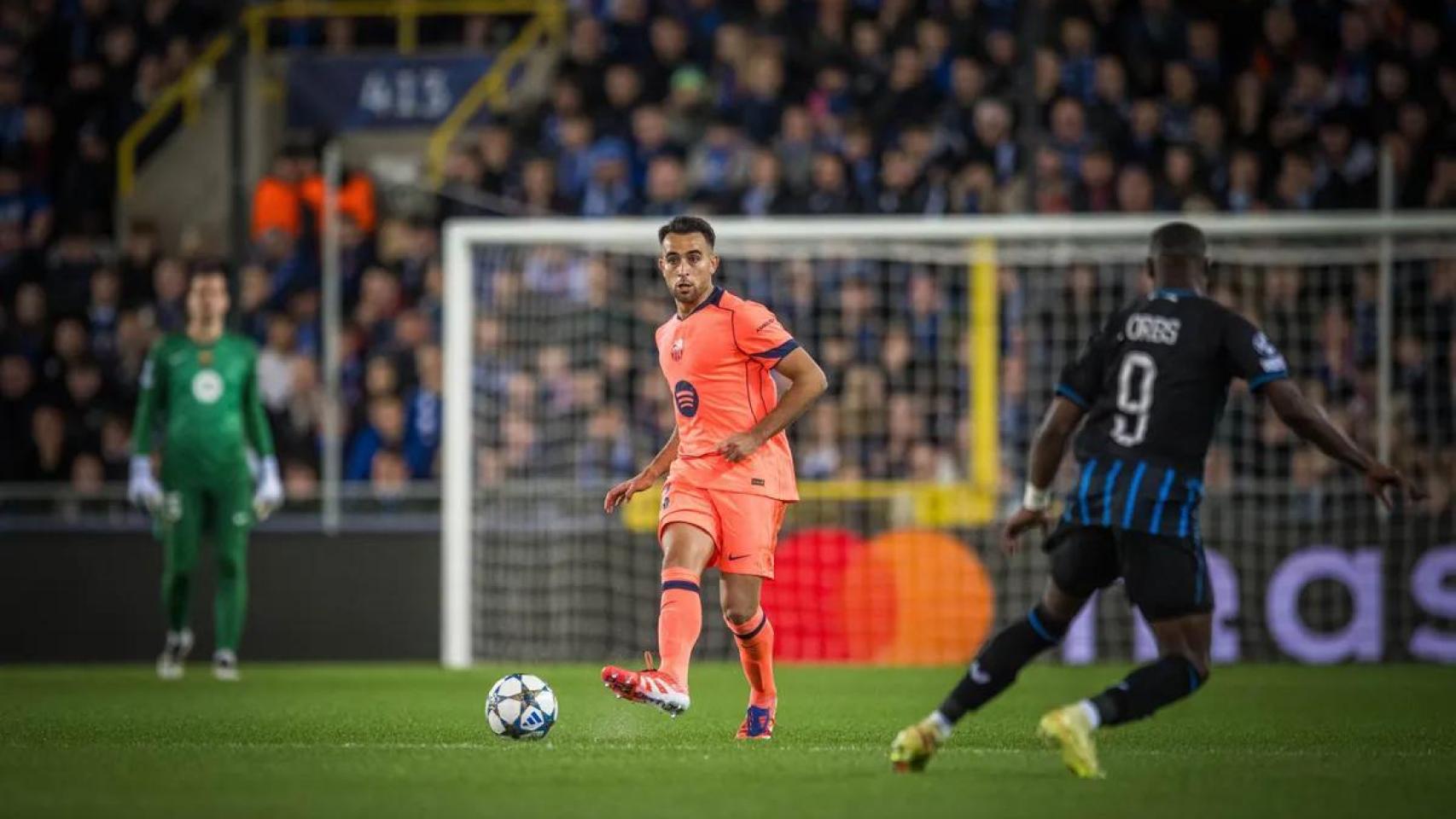 Éric García en el Brujas-Barça de la Champions League