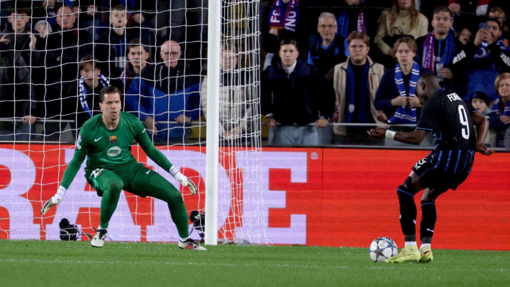 Wojciech Szczesny en el Brujas-Barça de la Champions League