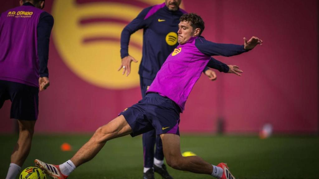 Andreas Christensen, en un entrenamiento del Barça