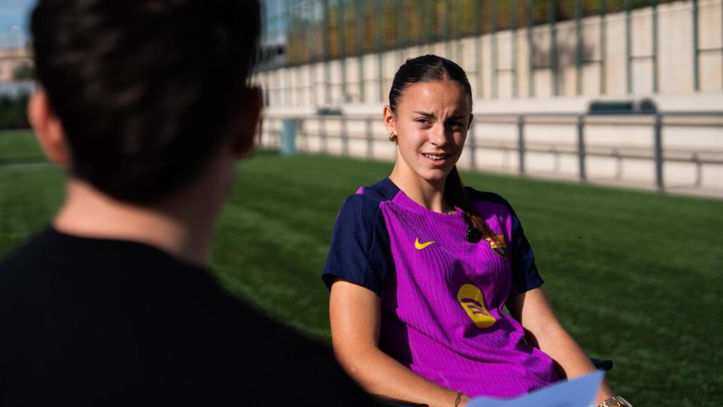 Clara Serrajordi, en una entrevista amb Culemanía a la Ciutat Esportiva Joan Gamper