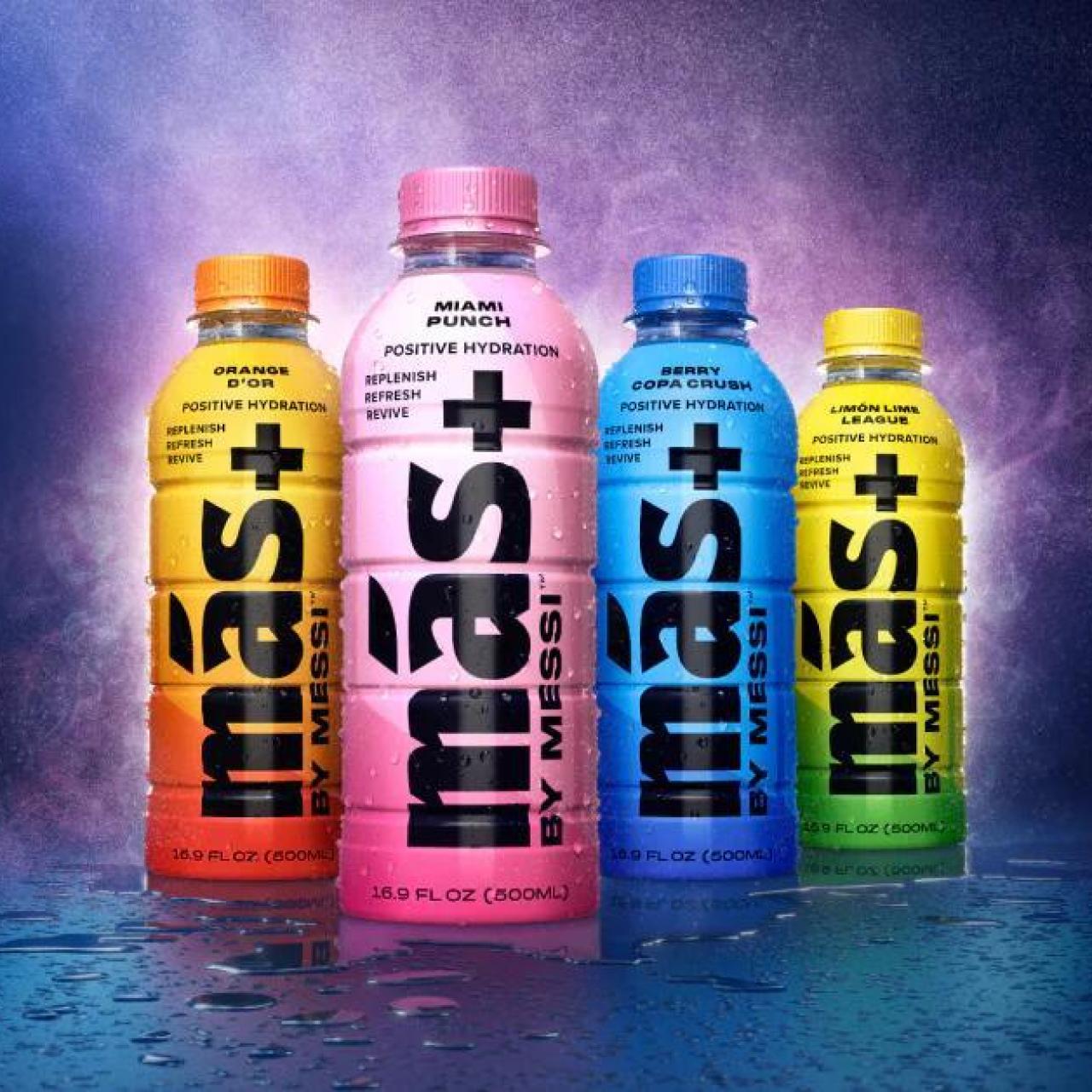 Las botellas de 'Más+ by Messi'