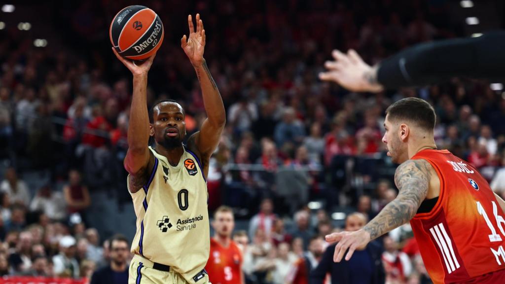 Kevin Punter, con la posesión del balón en el Bayern-Barça de basket de la Euroliga