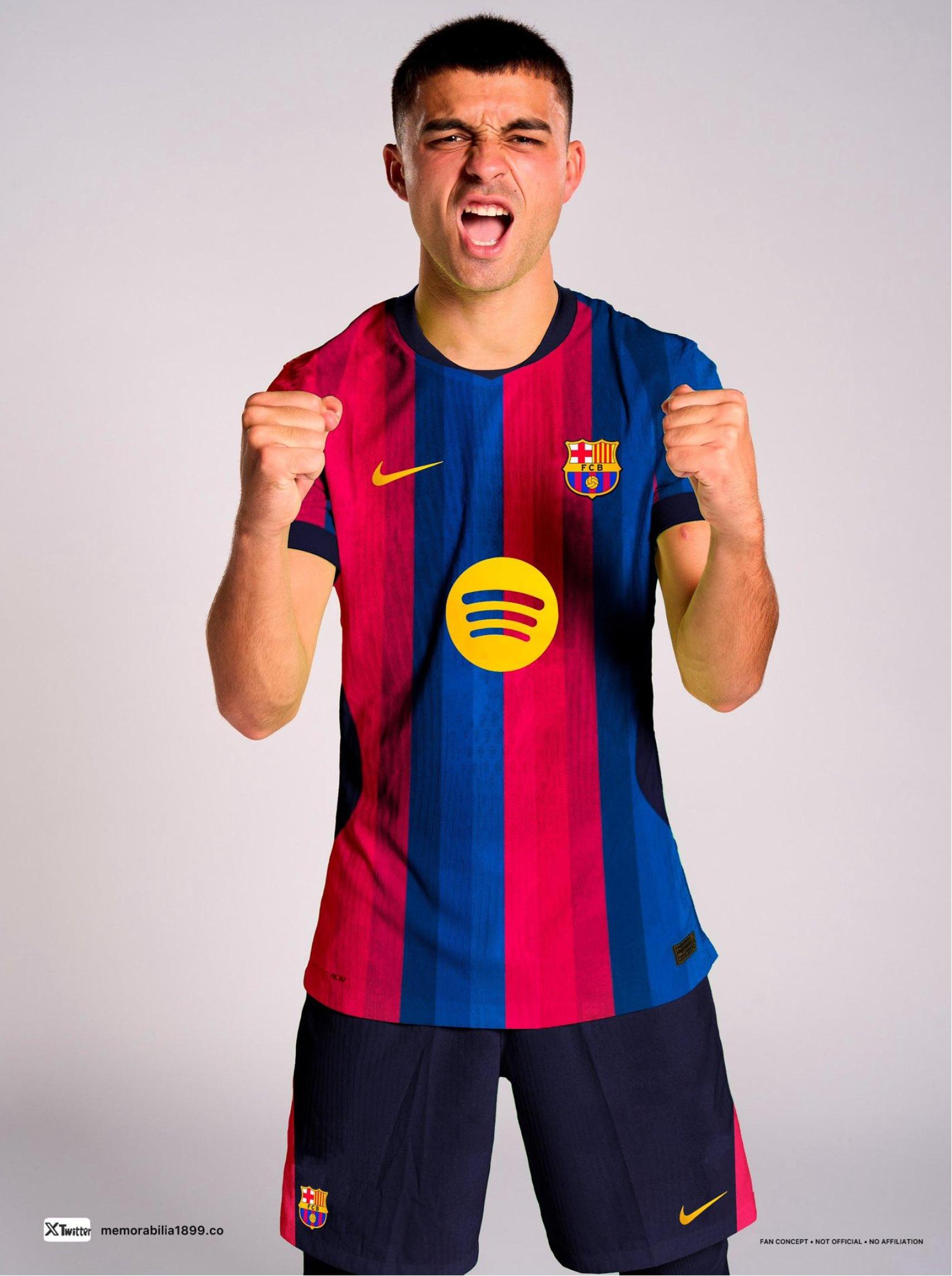 Pedri, con un diseño de la primera camiseta del Barça para la temporada 2026-27