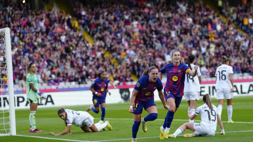 Ewa Pajor celebra un dels seus dos gols al Reial Madrid