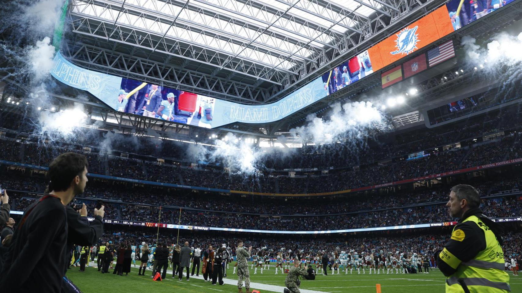 El estadio Santiago Bernabéu, durante un partido de la NFL
