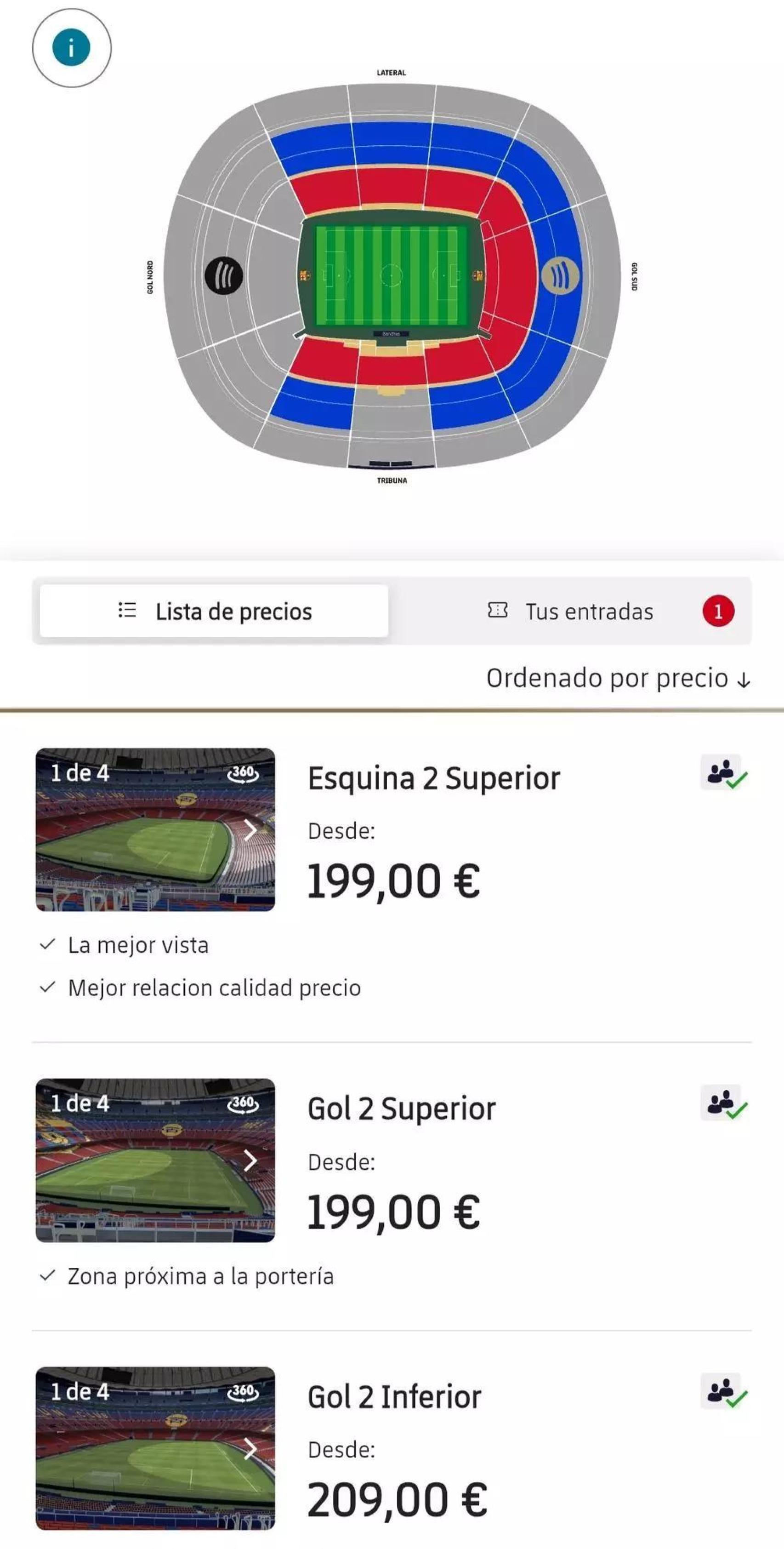 El precio de las entradas del Barça-Athletic Club en la web del FC Barcelona