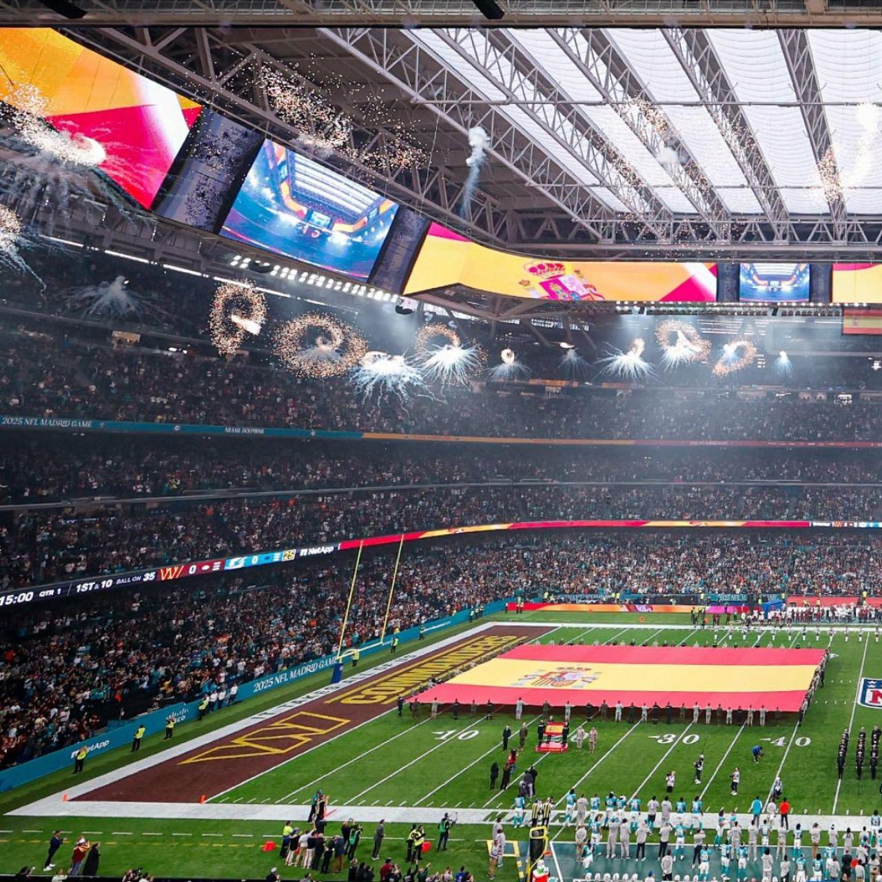 El Santiago Bernabéu en el partido entre los Washington Commanders y los Miami Dolphins de la NFL
