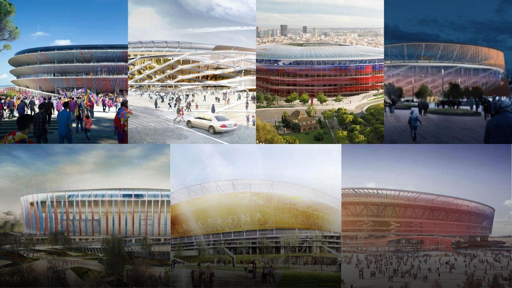 Las siete propuestas de remodelación del Camp Nou descartadas por el Barça en un montaje