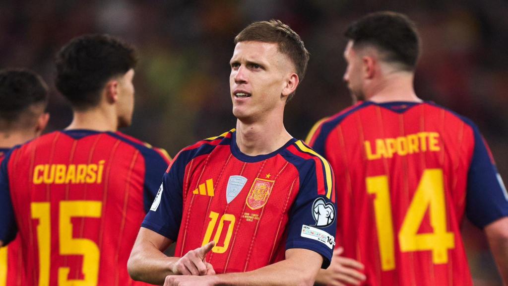 Dani Olmo celebra su gol en el España-Turquía