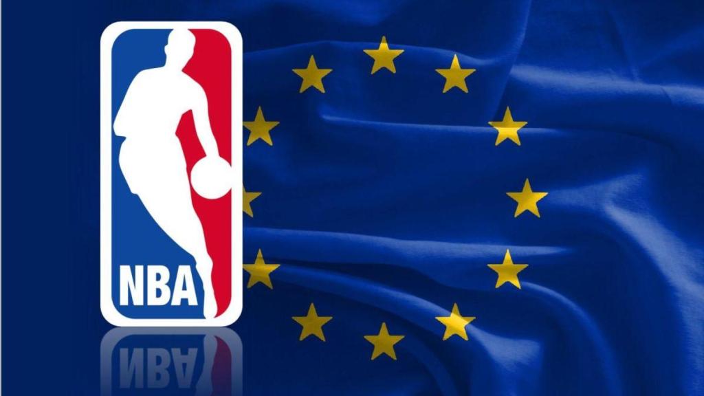 El logo de la NBA y la bandera europea