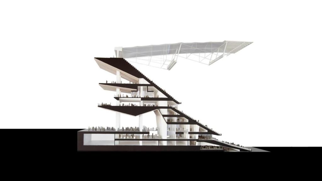 Las imágenes de la primera propuesta de 'Nikken Sekkei' y 'Joan Pascual i Ramon Ausió'