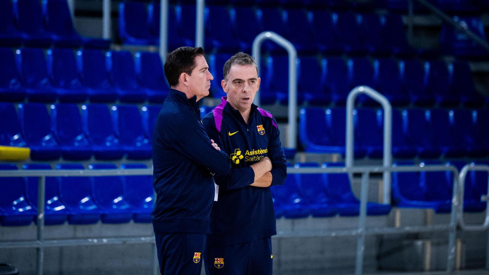 Xavi Pascual y Óscar Orellana, entrenadores del Barça de basket