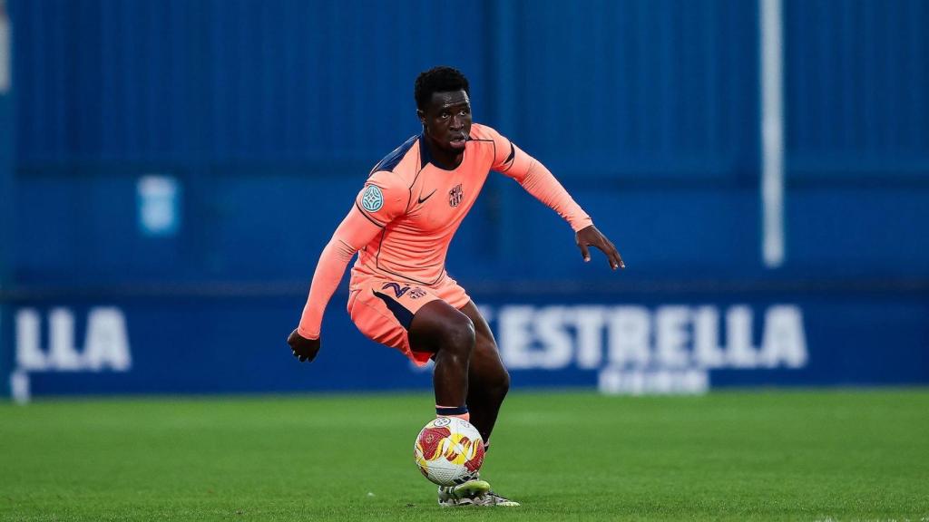 Landry Farré durante el Espanyol-Barça B