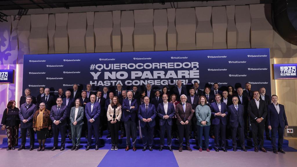 Foto del acto empresarial #QuieroCorredor, en el Roig Arena de Valencia, para reivindicar el Corredor Mediterráneo