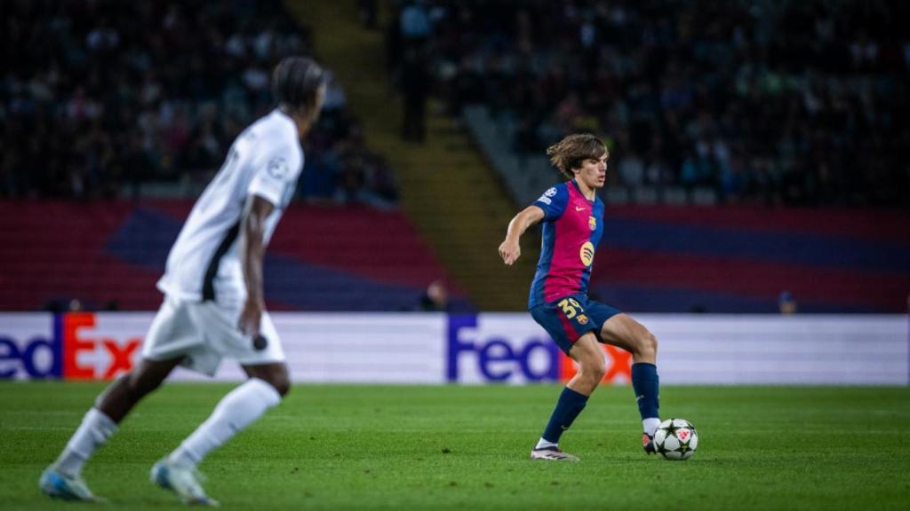 Andrés Cuenca, en el seu debut amb el primer equip del Barça contra el Young Boys