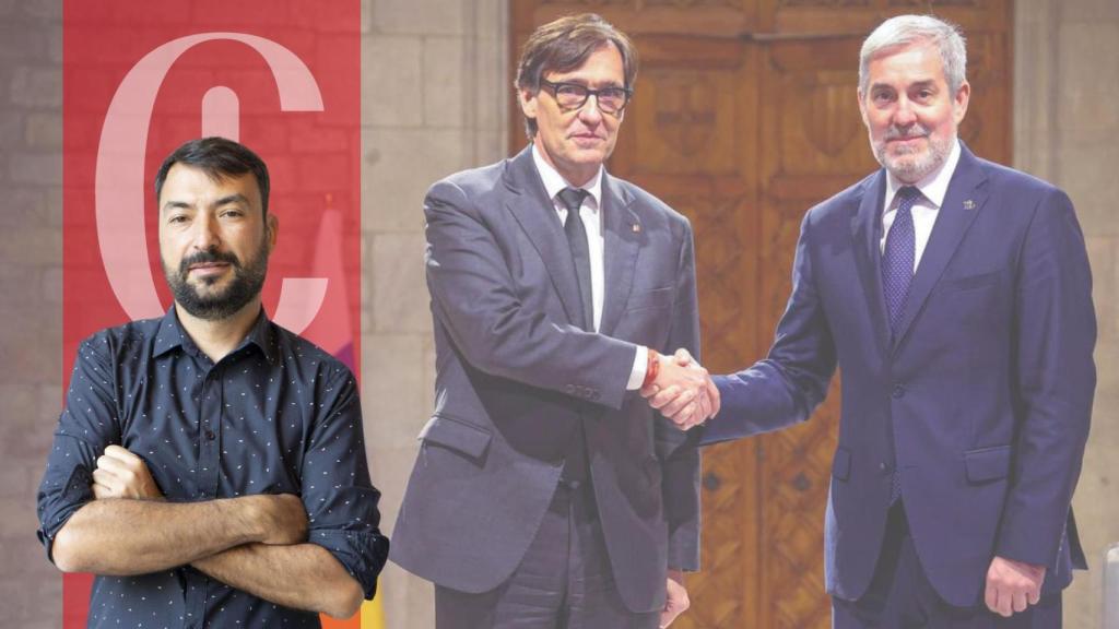 Los presidentes de Cataluña, Salvador Illa (i), y Canarias, Fernando Clavijo (d)