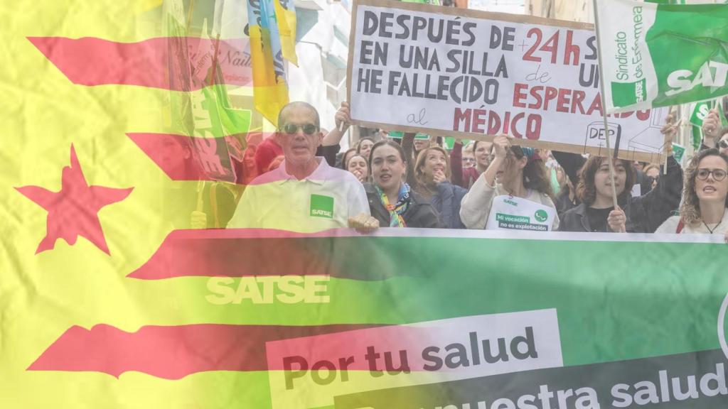 Un montaje de una manifestación de Satse Catalunya