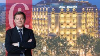 Montaje de Gonzalo Baratech con el hotel Majestic de Barcelona de fondo