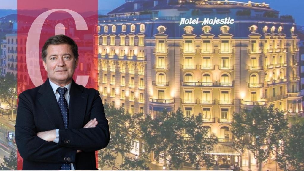 Montaje de Gonzalo Baratech con el hotel Majestic de Barcelona de fondo