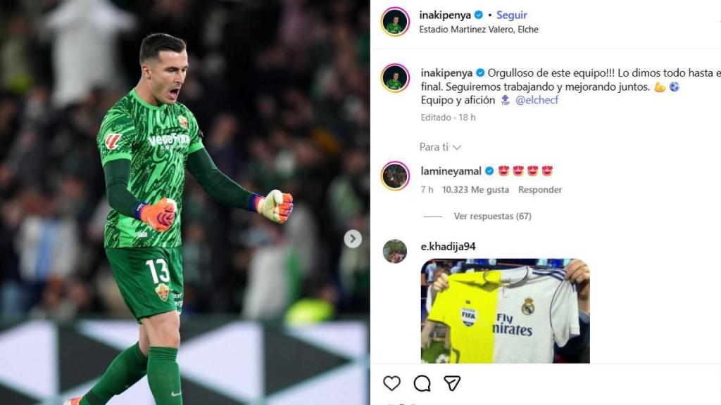 El comentario de Lamine Yamal, encantado con la exhibición de Iñaki Peña en el Elche-Real Madrid