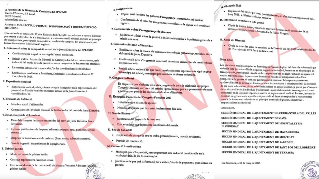 Imagen del burofax que se envió el pasado 31 de marzo