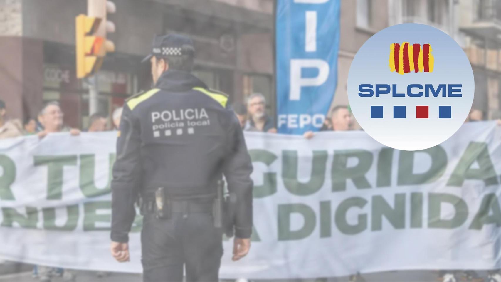 Imagen de archivo de un agente de Policía Local con el logo del sindicato SPLCME