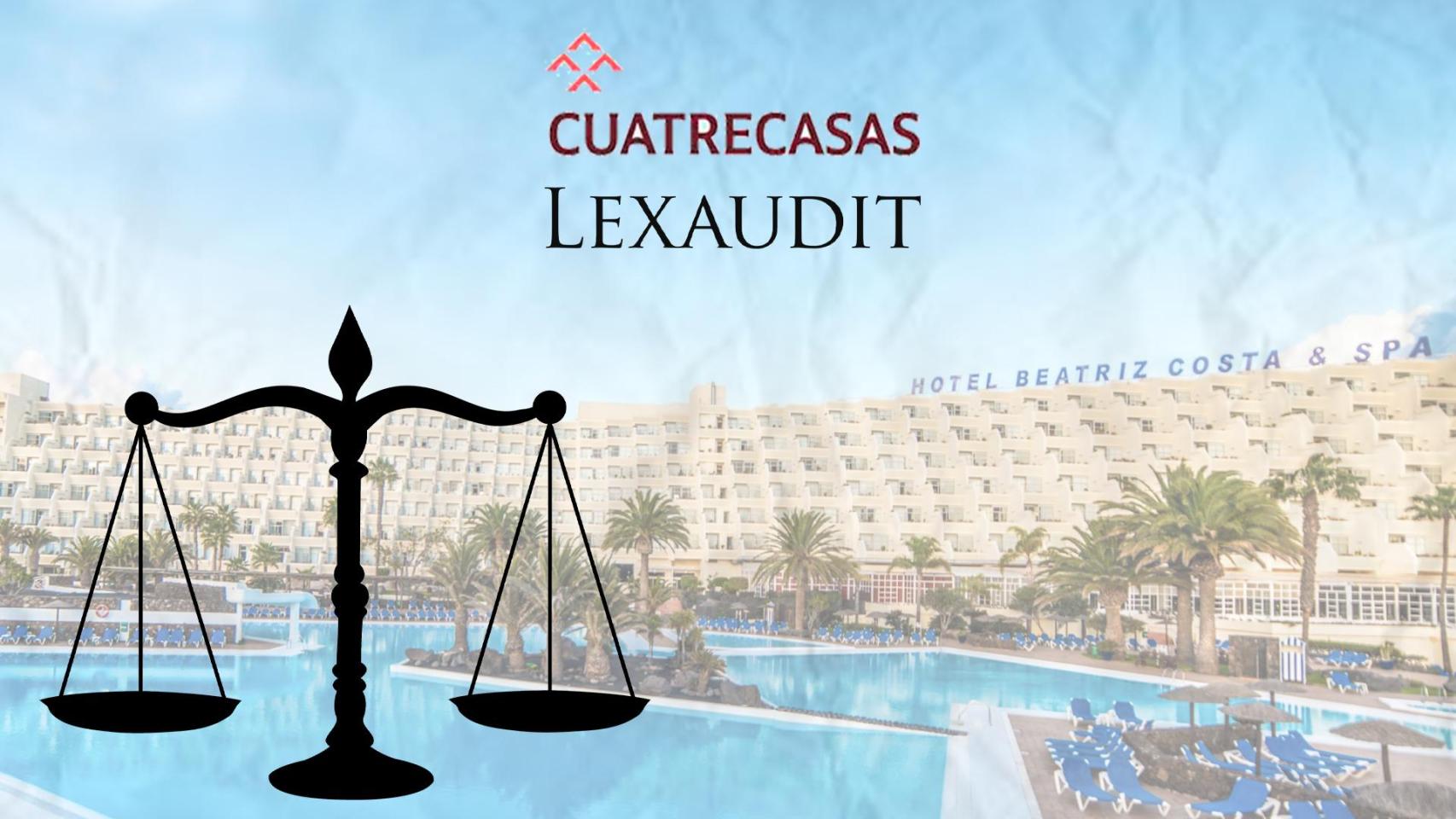 Montaje con uno de los establecimientos de Beatriz Hoteles y los logos de las firmas Cuatrecasas y LexAudit / CG